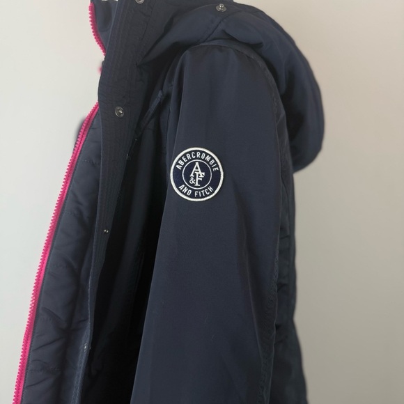 Abercrombie & Fitch Women’s Navy Hooded Parka Jacket Size L Winter Coat - Picture 10 of 15